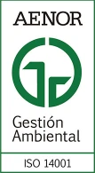 Logotipo 'Certificación ISO 14001 - Aenor. Gestión Ambiental'